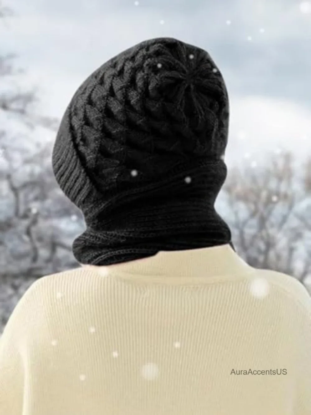 Windproof Knit Cap Scarf with Integrated Ear Protection for Women